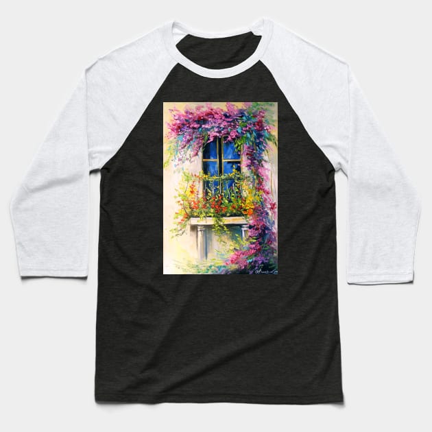 Blooming balcony Baseball T-Shirt by OLHADARCHUKART